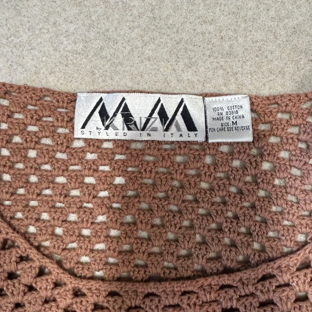 Vintage MM by Krizia Italy Open Knit Crewneck Sweater Sz M Deginer Classic Chic